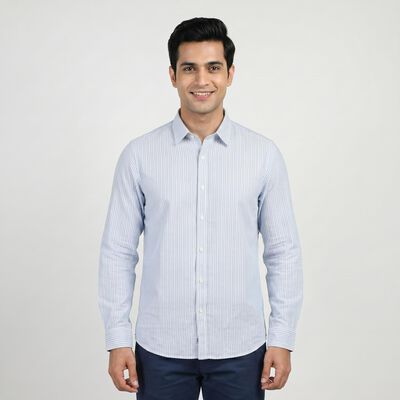 Men's Light Blue Cotton Full Sleeve Collar Casual Shirt