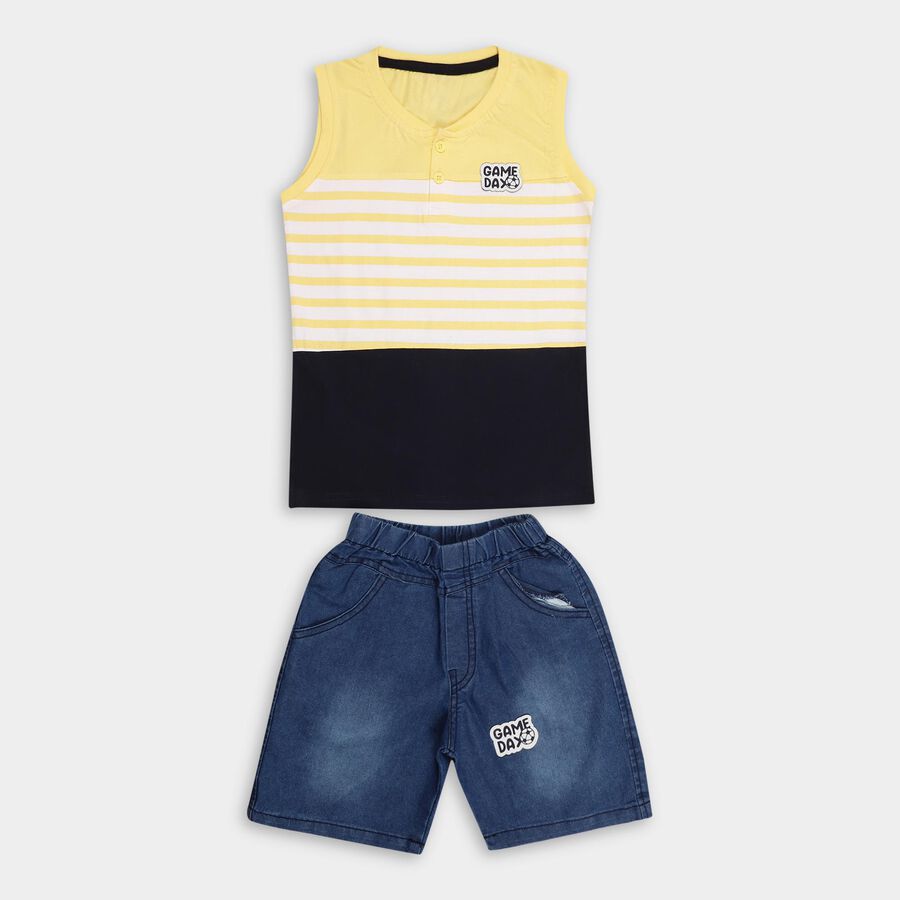 Boys' 100% Cotton Woven Baba Suit , Yellow, large image number null