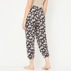 Women's Jet Black Relaxed Fit Elastic Waist Harem Pants, काला, small