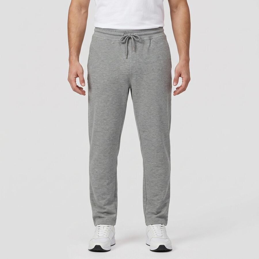Men's Grey Straight Fit Track Pants, मिश्रित हल्का ग्रे, large