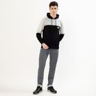 Men's Black and Grey Hooded Casual Sweatshirt, काला, small image number null