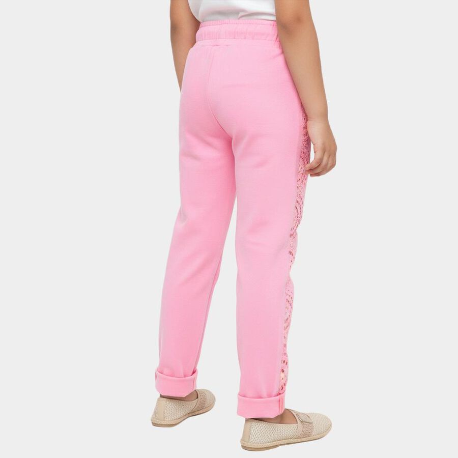 Girls' Soft Pink Lace Detailed Cotton Pyjama, गुलाबी, large image number null