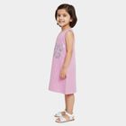 Girls' Lilac Glitter Print Sleeveless A-Line Frock, लाइलेक, small