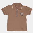 Infants Beige Cotton Polo Neck Preppy T-Shirt, गहरा पीला, small