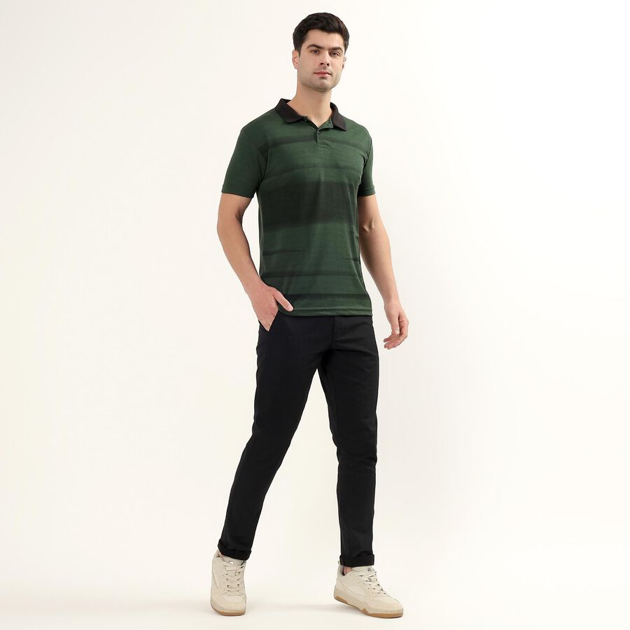 Men's Dark Olive Green Polo Neck Athleisure Polo T-Shirt, ओलिव, large