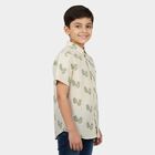 Boys White Cotton Casual Shirt, Off White, small