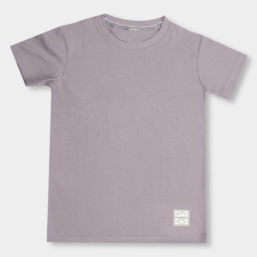 Boys' Light Grey Round Neck Half Sleeves T-Shirt, हल्का ग्रे, large image number null