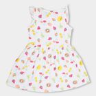 Girls' White Fruit Printed Sleeveless Flared Frock, Off White, small image number null