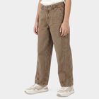 Girls Brown Straight Fit Washed Jeans, Brown, small