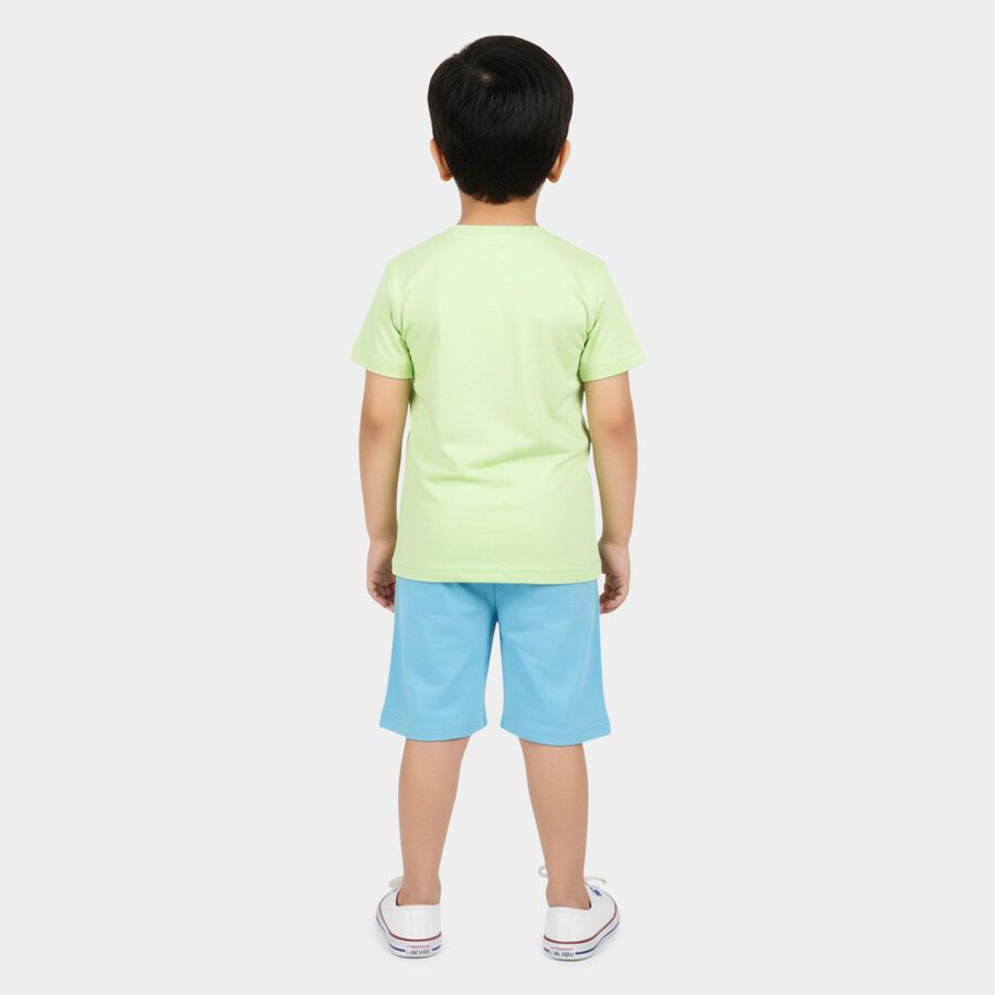 Boys' Light Green Cotton Round Neck Graphic Baba Suit, Light Blue, large