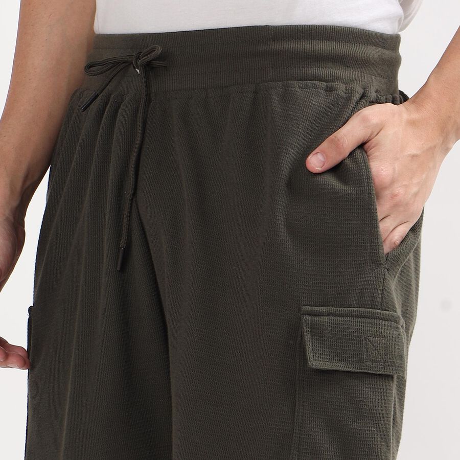 Men's Deep Olive Green Regular Fit Cargo Bermuda Shorts, Dark Green, large image number null