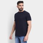 Men's Round Neck Half Sleeves T-Shirt , Navy Blue, small