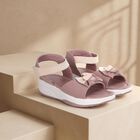 Girls' Beige Velcro Strap Strappy Sandals, गहरा पीला, small