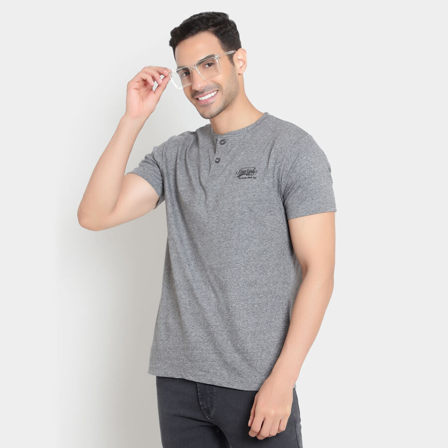 Solid Henley T-Shirt, Charcoal, large image number null