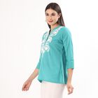 Women's Light Blue Cotton Round Neck Straight Kurti, Light Blue, small