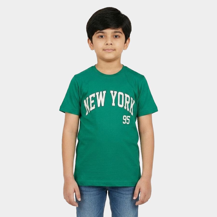 Boys' Half Sleeves T-Shirt, Dark Green, large