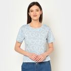 Printed Round Neck T-Shirt, Light Blue, small image number null