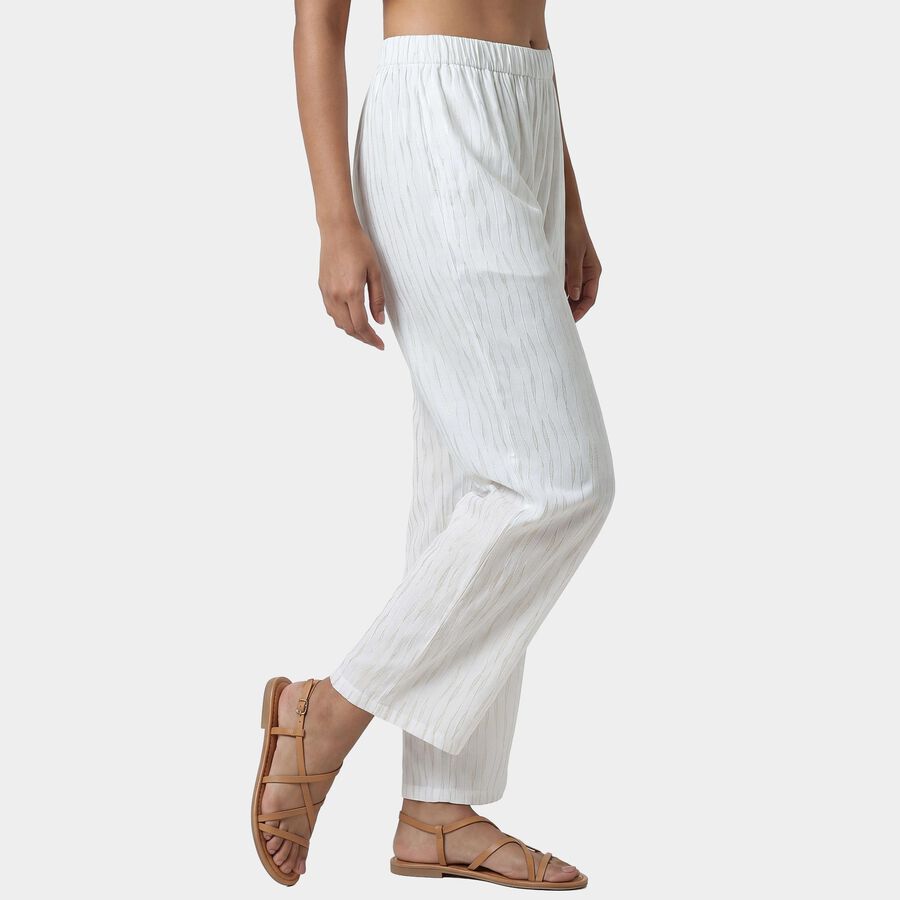 Women's Off White Neutral Relaxed Fit Solid Palazzos, Off White, large