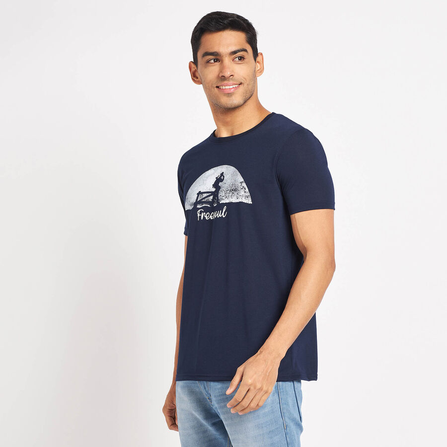 Round Neck T-Shirt, Navy Blue, large image number null
