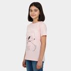 Girls Pink Round Neck Regular T-Shirt, हल्का गुलाबी, small