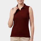 Women's Wine Polo Neck Preppy T-Shirt, Wine, small