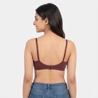 Women's Brown Cotton Blend V Neck Bralette Bra, भूरा, small