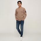 Boys Muted Beige Round Neck Casual T-Shirt, गहरा पीला, small image number null
