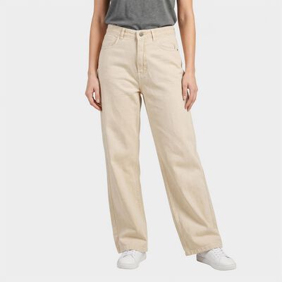 Women's Cream Straight Fit Classic Five-Pocket Jeans