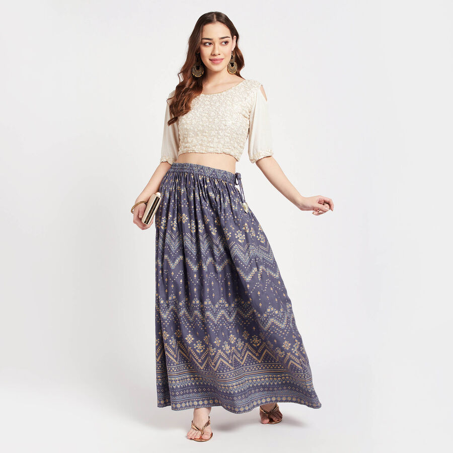 A Line Lehenga Skirt, Dark Grey, large image number null