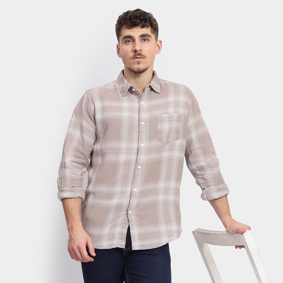 Men's 100% Cotton Casual Shirt , Beige, large image number null