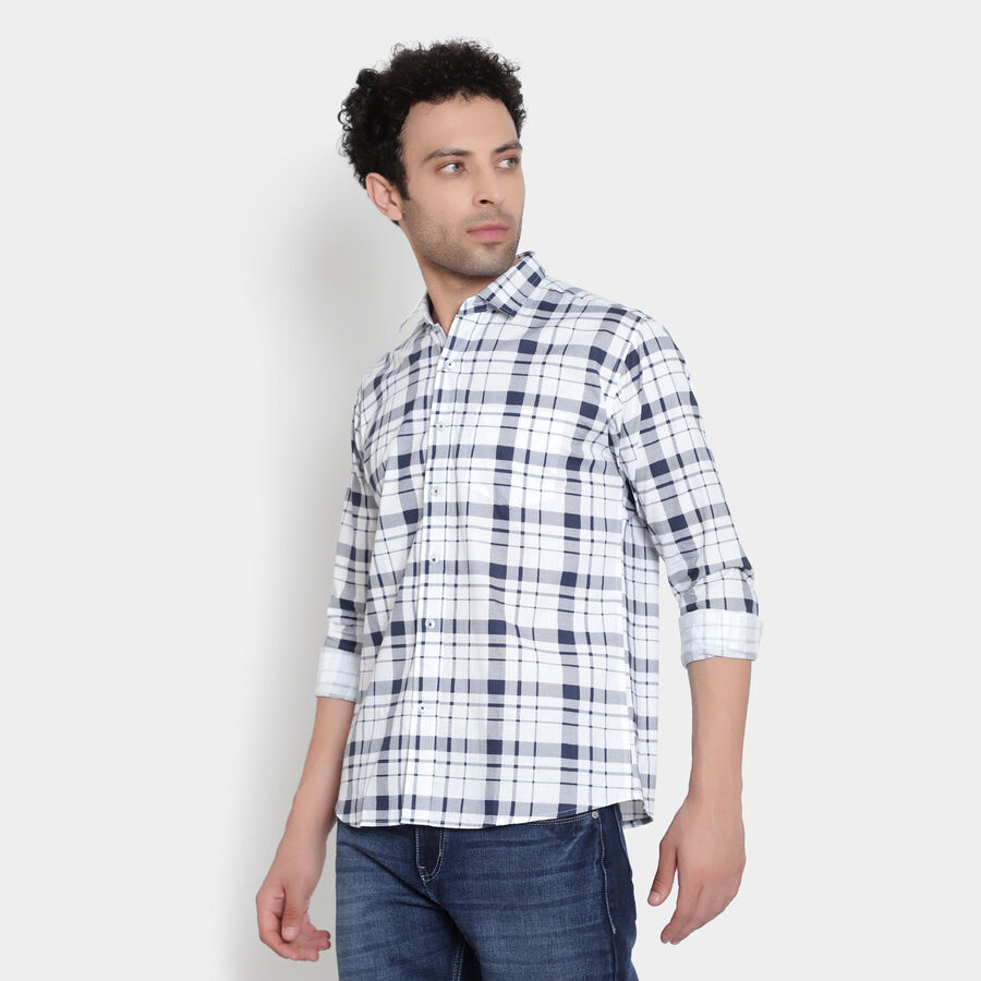 Cotton Checks Casual Shirt, White, large image number null