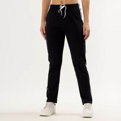 Women's Jet Black Regular Fit Track Pants