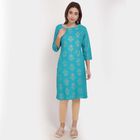 3/4th Sleeves Straight Kurta, Mid Blue, small image number null