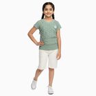 Girls Light Sage Green Round Neck Casual T-Shirt, Light Green, small