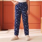 Girls' Navy Blue Straight Fit Heart Winter Pyjama, Navy Blue, small