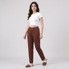 Women's Brown Straight Fit Floral Printed Pyjama, भूरा, small
