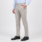 Men's Silver Slim Fit Textured Chino Trousers, Silver, small