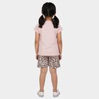 Girls Pink Cotton Round Neck Giraffe Print Night Suit, Light Pink, small