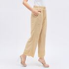 Women's Beige Regular Fit Embroidered Palazzos, Beige, small