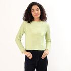 Women's Light Sage Green Round Neck Casual Crop Top, Light Green, small image number null