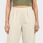 Women's White Regular Fit Solid Palazzos, Off White, small