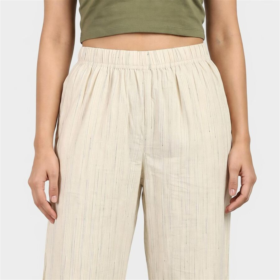 Women's White Regular Fit Solid Palazzos, Off White, large