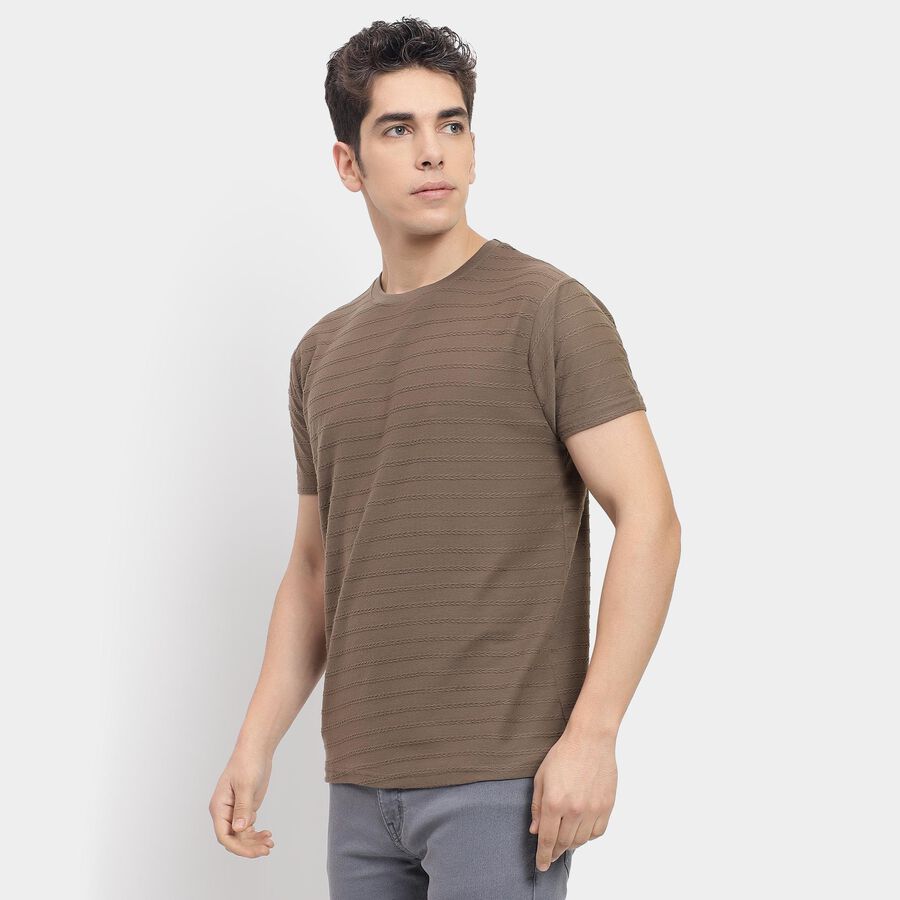 Men's Round Neck Half Sleeves T-Shirt , Khaki, large image number null