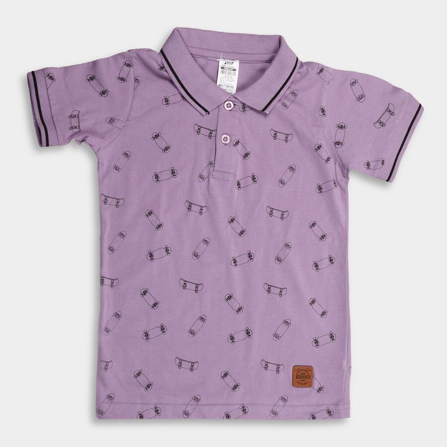 Boy's Cotton Half Sleeves T-Shirt , लाइलेक, large image number null