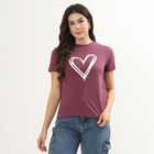 Women's Light Lavender Purple Round Neck Casual T-Shirt, Purple, small