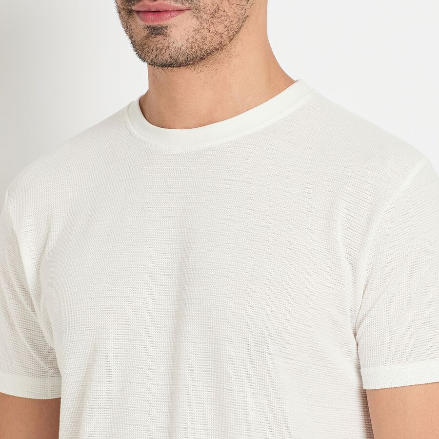 Men's Round Neck Half Sleeves T-Shirt , Off White, large