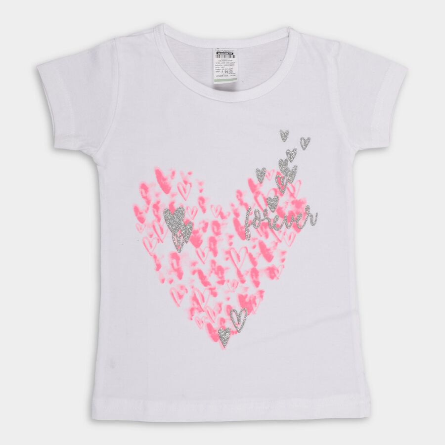 Girls' 100% Cotton T-Shirt , सफ़ेद, large image number null