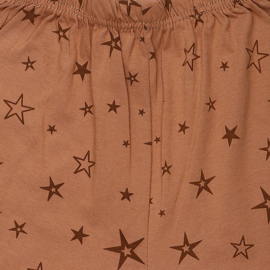 Girls' Brown Wide Leg Star Printed Capri, Brown, large