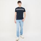 Men's Navy Blue Round Neck Casual T-Shirt, Navy Blue, small