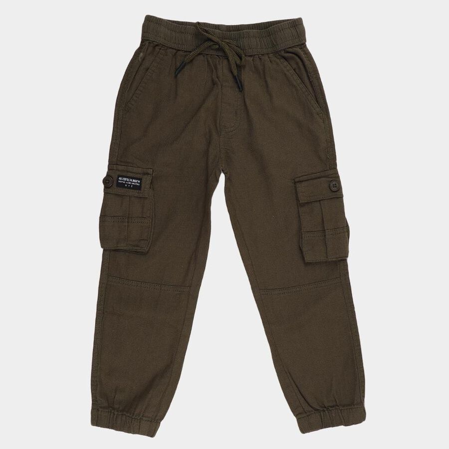 Boys' Olive Regular Fit Jogger Trousers, Olive, large